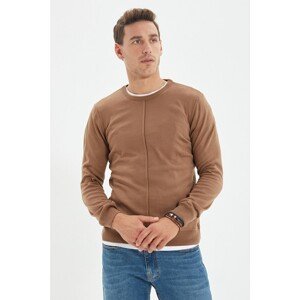 Trendyol Light Brown Men's Slim Fit Crew Neck Sweater