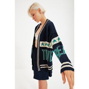 Trendyol Navy Blue Jacquard Knitwear Cardigan