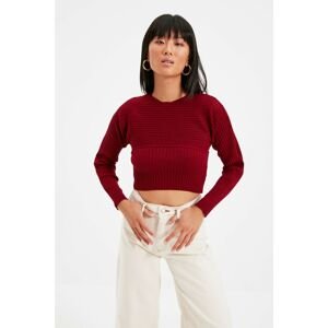 Trendyol Claret Red Crop Knitwear Blouse Sweater Suit