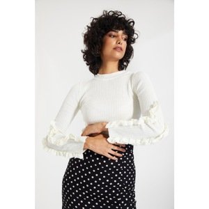 Trendyol Ecru Sleeve Detailed Knitwear Sweater