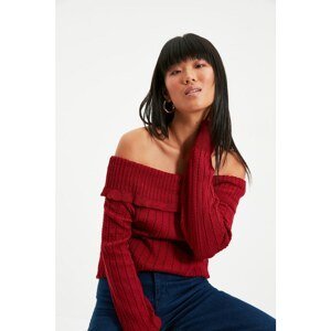 Trendyol Claret Red Carmen Collar Knitwear Sweater