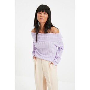 Trendyol Lilac Carmen Collar Knitwear Sweater