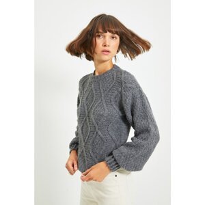 Trendyol Anthracite Knitted Detailed Knitwear Sweater