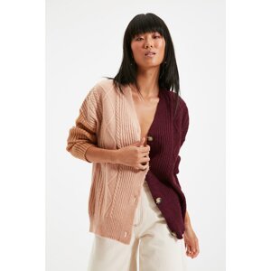 Trendyol Plum Colorblock Knitwear Cardigan