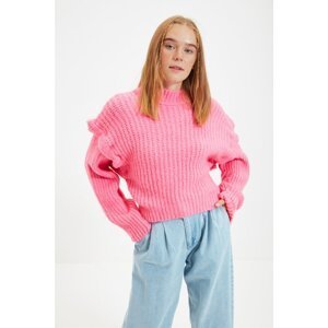 Trendyol Pink Crop Detailed Knitwear Sweater