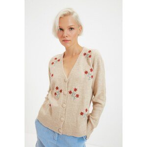 Trendyol Stone Embroidered Knitwear Cardigan