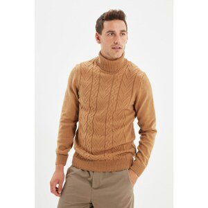 Trendyol Camel Men Slim Fit Turtleneck Hair Knit Knitwear Sweater