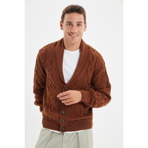 Trendyol Cinnamon Men Slim Fit Shawl Collar Hair Knit Sweater Cardigan