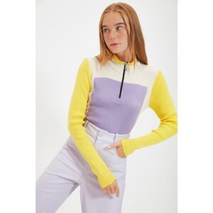 Trendyol Lilac Zipper Detailed Knitwear Sweater