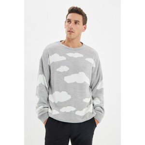 Trendyol Gray Men's Crew Neck Oversize Cloudy Knitwear Sweater