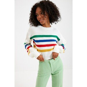 Trendyol Ecru Striped Knitwear Sweater