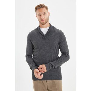 Trendyol Anthracite Men Shawl Collar Slim Fit Knitwear Sweater