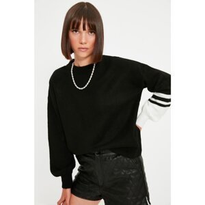 Trendyol Black Sleeve Detailed Knitwear Sweater