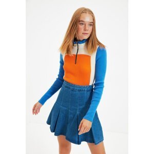Trendyol Orange Zipper Detailed Knitwear Sweater