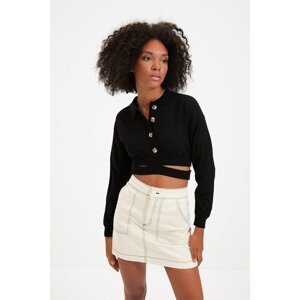 Trendyol Black Collar Cut Out Detailed Knitwear Cardigan
