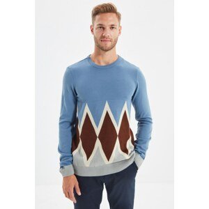 Trendyol Blue Men's Crew Neck Slim Fit Knitwear Sweater