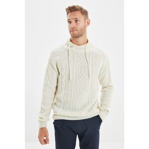 Trendyol Ecru Men's Slim Fit Shawl Collar Hair Knitting Knitwear Sweater