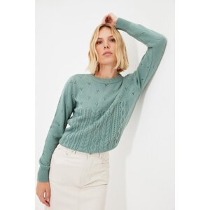 Trendyol Mint Openwork Knitted Detailed Knitwear Sweater