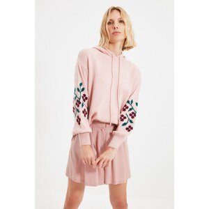 Trendyol Powder Hooded Embroidery Detail Knitwear Pullover Sweater