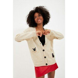 Trendyol Stone Pocket Detailed Jacquard Knitwear Cardigan