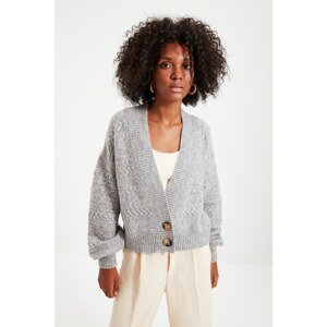 Trendyol Gray Knitted Detailed Knitwear Cardigan