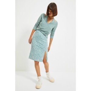 Trendyol Green Slit Detailed Knitted Skirt
