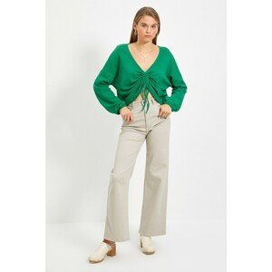 Trendyol Green Pleated Knitted Blouse