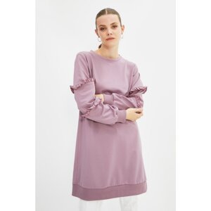 Trendyol Plum Crew Neck Sleeves Frilly Knitted Tunic