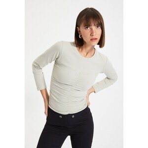 Trendyol Stone Pleated Knitted Blouse
