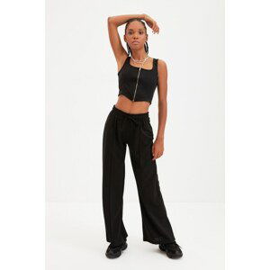 Trendyol Black Zipper Detailed Wide Leg Knitted Bottom-Top Set