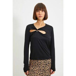 Trendyol Black Accessory and Cut Out Detailed Knitted Blouse