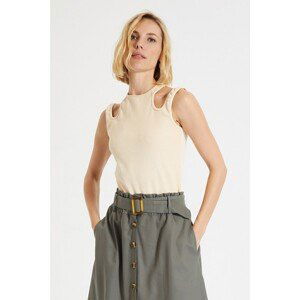 Trendyol Beige Cut Out Detailed Knitted Blouse