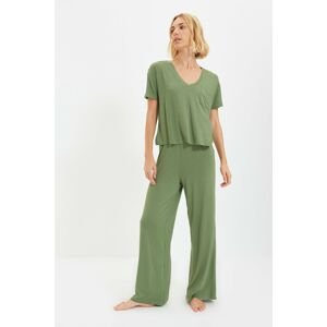 Trendyol Green Viscose Knitted Pajamas Set