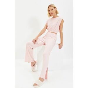 Trendyol Powder Elastic Waist Knitted Slit Pajama Set