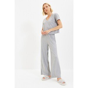 Trendyol Gray Viscose Knitted Pajamas Set