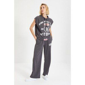 Trendyol Anthracite Printed Knitted Tracksuit Set