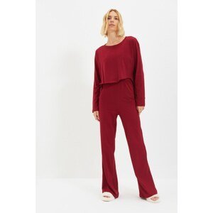 Trendyol Claret Red Knitted Pajamas Set
