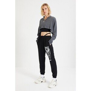 Trendyol Black Printed Knitted Sweatpants
