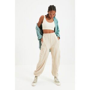 Trendyol Beige Rib Detailed Loose Jogger Knitted Sweatpants