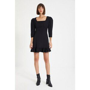 Trendyol Black Square Collar Buttoned Dress