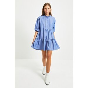 Trendyol Blue Wide Cut Ruffle Dress
