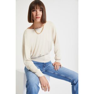 Trendyol Stone Basic Knitted Blouse with Low Back Lacing Detail