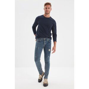 Trendyol Blue Men's Skinny Fit Destroyed Jeans