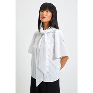 Trendyol White High Collar Blouse