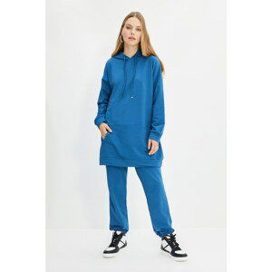 Trendyol Indigo Hooded Knitted Tracksuit Set