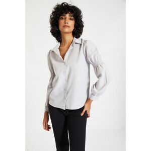 Trendyol Gray Sleeve Pleated Shirt