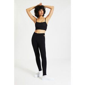 Trendyol Black Waistband Detailed Knitted Leggings