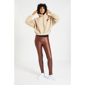 Trendyol Brown Faux Leather Detailed Knitted Leggings