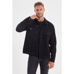 Trendyol Čierna pánska bunda regular fit basic džínsová