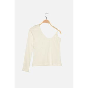 Trendyol Ecru Ribbed One Shoulder Knitted Blouse